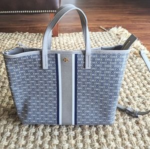 Tory Burch Gemini Link Tote Crossbody Purse French Gray